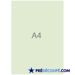 A4 sheets with 4 lateral hole perforations - pastel green