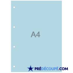 Feuilles A4 - bleu alize - perforation 4 trous latéraux