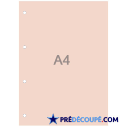 A4 sheets with 4 lateral hole perforations - pastel salmon