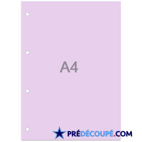 A4 sheets with 4 lateral hole perforations - lilac