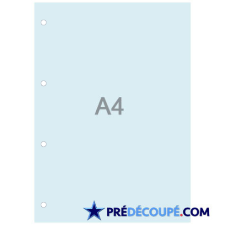 Feuilles A4 - bleu vif - perforation 4 trous latéraux