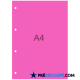 A4 sheets with 4 lateral hole perforations - fuchsia pink