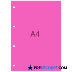 A4 sheets with 4 lateral hole perforations - fuchsia pink