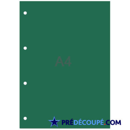 Feuilles A4 - vert sapin - perforation 4 trous latéraux