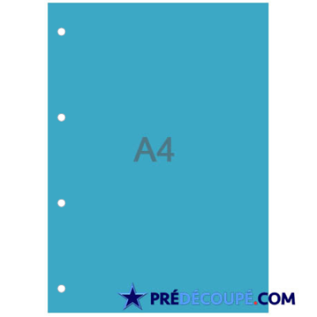 A4 sheets with 4 lateral hole perforations - turquoise blue