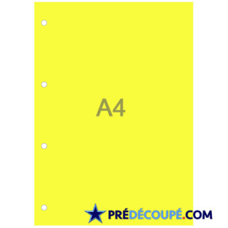 A4 sheets with 4 lateral hole perforations - fluorescent yellow