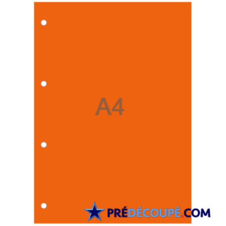 Feuilles A4 - fluo orange - perforation 4 trous latéraux