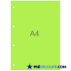 A4 sheets with 4 lateral hole perforations - fluorescent green