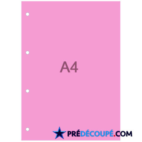 Feuilles A4 - fluo rose - perforation 4 trous latéraux