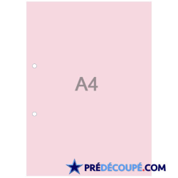 Feuilles A4 - rose pastel - perforation 2 trous