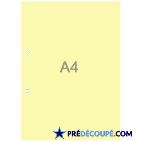 Feuilles A4 - jaune pastel - perforation 2 trous